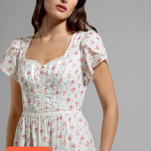 Gunne Sax by ModCloth size 16 White and Red Floral Dress - Picture 7 of 11